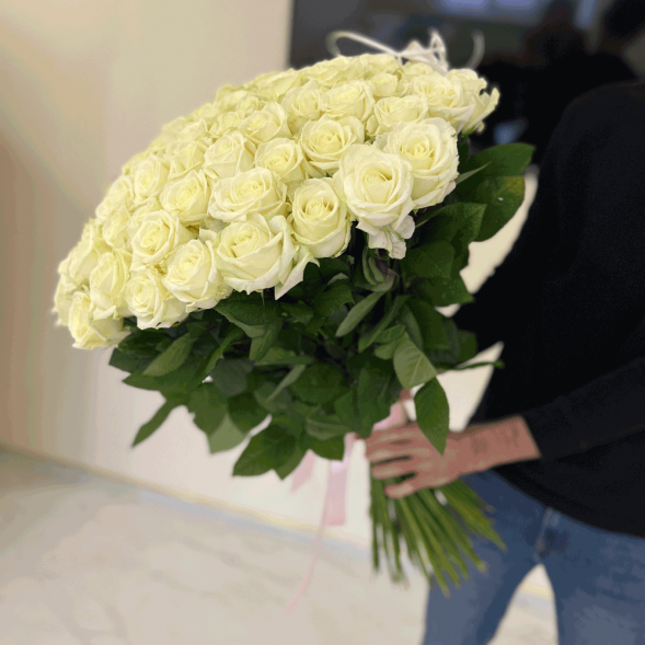 101 белая роза, лента в Севастополе