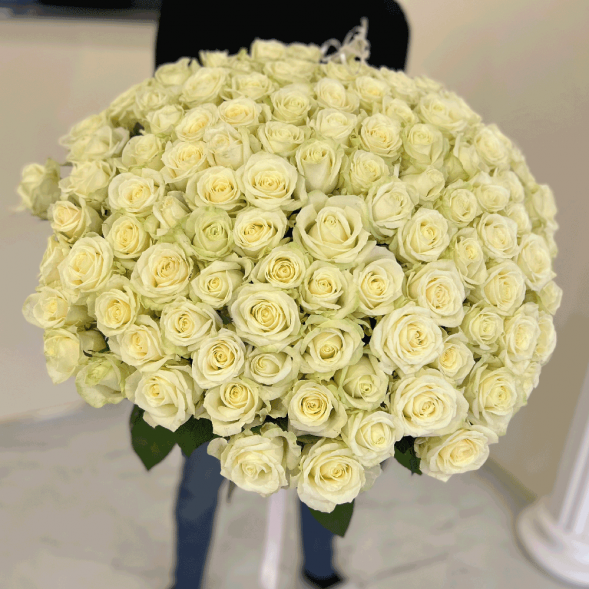 101 белая роза, лента в Севастополе