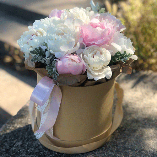 Пионы в шляпной коробке в Севастополе