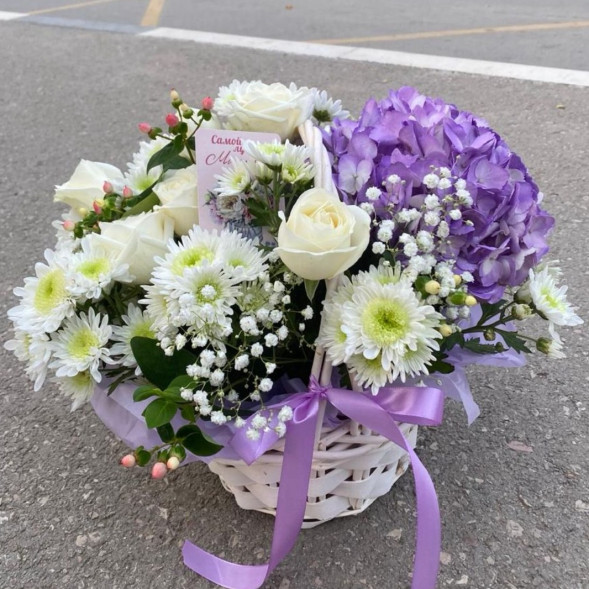 Композиция в корзине «Фиолетовый рай» в Севастополе